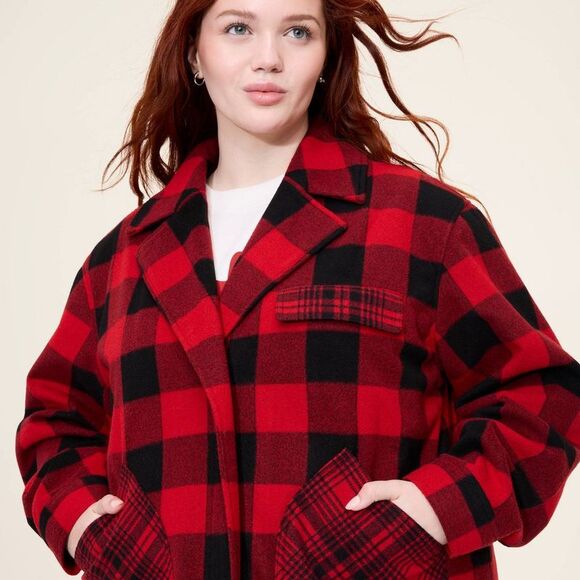 Woolrich - Women's Buffalo Check Melton Jacket - Woolrich Red Red/Black - Picture 4 of 4